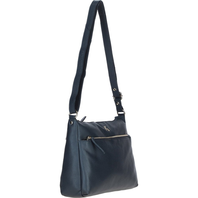 Ladies Leather Shoulder Bag Navy