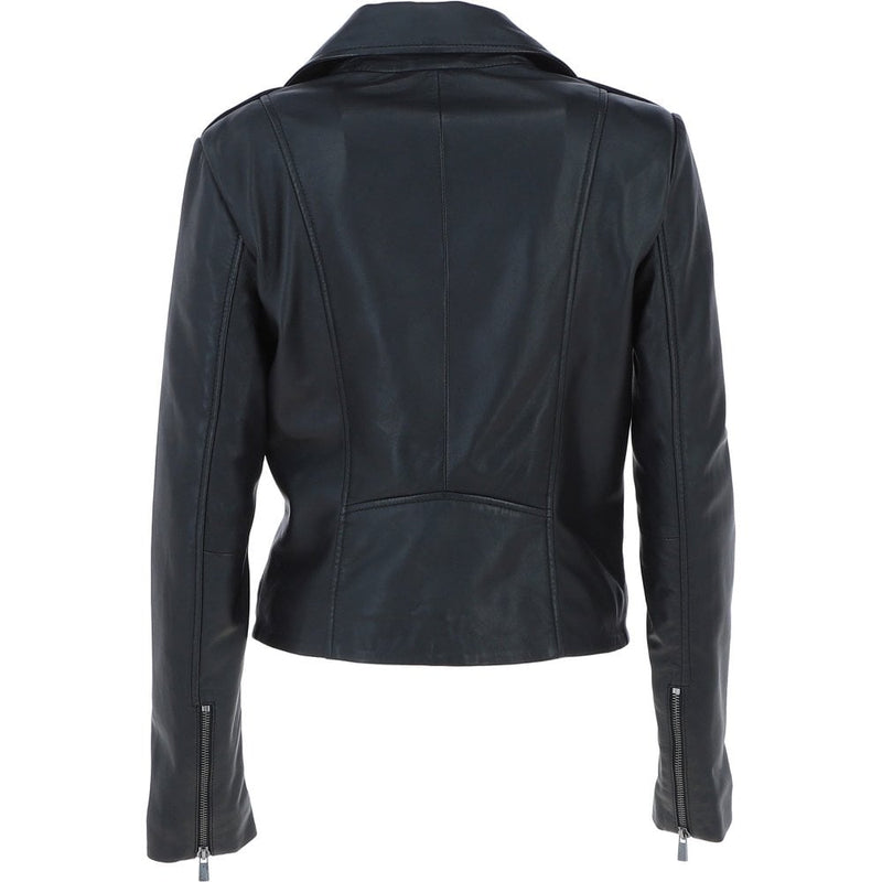 Exquisite Black Leather Ladies Biker Jacket